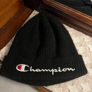 CHAMPION Classic Knitted Ribbed embroidered Logo Beanie Black White Red One Size
